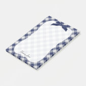 Naam Navy Blue Gingham Checkpatroonbeugel Post-it® Notes (Schuin)