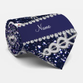 Naam navy blue glitter verpleegster petten Silver  Stropdas (Opgerold)