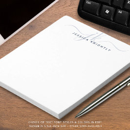 Naam Navy Blue Script Monogram Initiaal Notitieblok