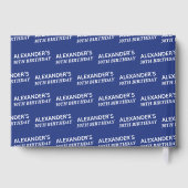 Naam Navy Blue White Verjaardag Gastenboek (Achterkant)