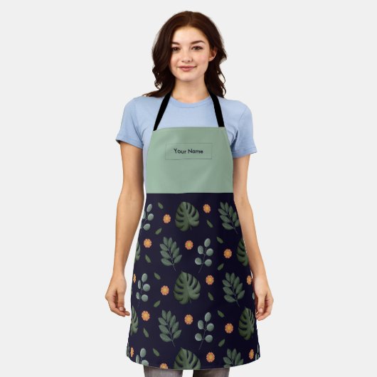Naam Navy Botanische Schort (Gedragen)