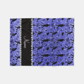 Naam neon blue glitter field hockey hearts bow fleece deken (Voorkant (Horizontaal))