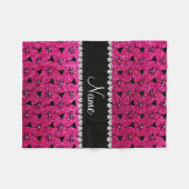 naam neon hot roze glitter cocktail glass boeg fleece deken (Voorkant (Horizontaal))
