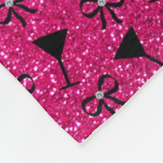 naam neon hot roze glitter cocktail glass boeg fleece deken (Hoek)
