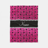 naam neon hot roze glitter cocktail glass boeg fleece deken (Voorkant)