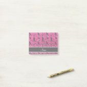 Naam neon hot roze glitter field hockey hearts bow post-it® notes (Op bureau)