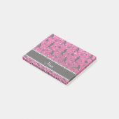 Naam neon hot roze glitter field hockey hearts bow post-it® notes (Schuin)