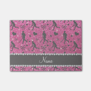 Naam neon hot roze glitter field hockey hearts bow post-it® notes