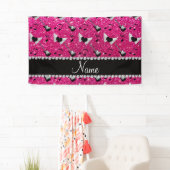 Naam neon hot roze glitter guiters hartvleugels spandoek (Insitu)