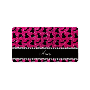 Naam neon hot roze glitter high heels jurk pura etiket