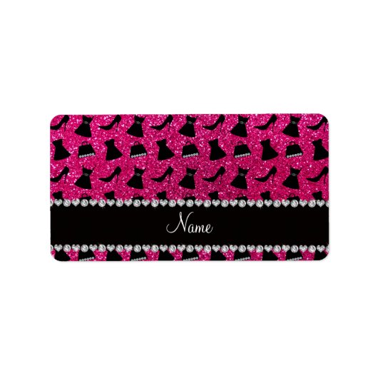 Naam neon hot roze glitter high heels jurk pura etiket (Voorkant)