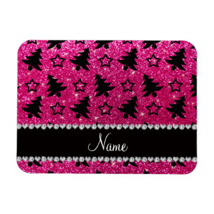 Naam neon hot roze glitter kerstbomen sterren magneet