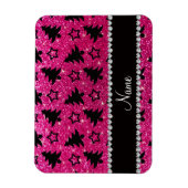 Naam neon hot roze glitter kerstbomen sterren magneet (Verticaal)