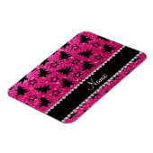 Naam neon hot roze glitter kerstbomen sterren magneet (Linkerzijde)