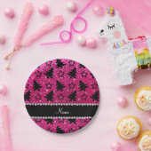 Naam neon hot roze glitter kerstbomen sterren papieren bordje (Feest)