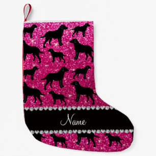 Naam neon hot-roze glitter labrador kleine kerstsok