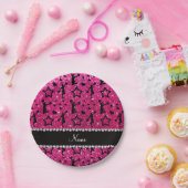 Naam neon hot roze glitter sterren cheerleading papieren bordje (Feest)