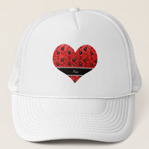 Naam neon red glitter guitars muzieknoten trucker pet