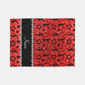 Naam neon red glitter sterren cheerleading fleece deken (Voorkant (Horizontaal))