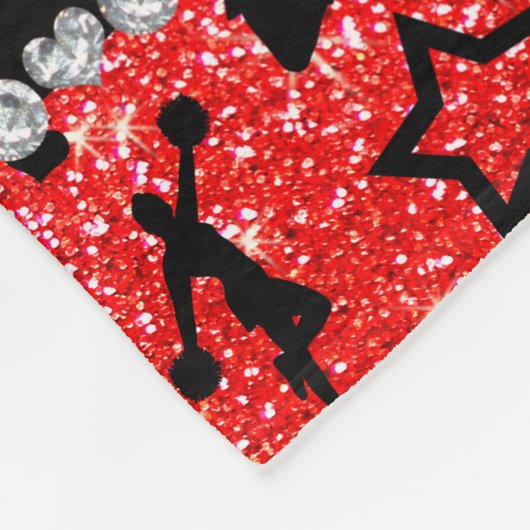 Naam neon red glitter sterren cheerleading fleece deken (Hoek)