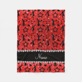 Naam neon red glitter sterren cheerleading fleece deken (Voorkant)