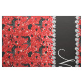 Naam neon red glitter worstelende harten bogen stof (Fat Quarter)