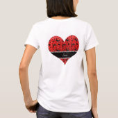 Naam neon red glitter worstelende harten bogen t-shirt (Achterkant)