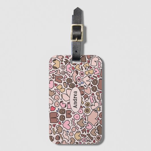 Naam neutraal borstpatroon bagagelabel (Voorkant (verticaal))