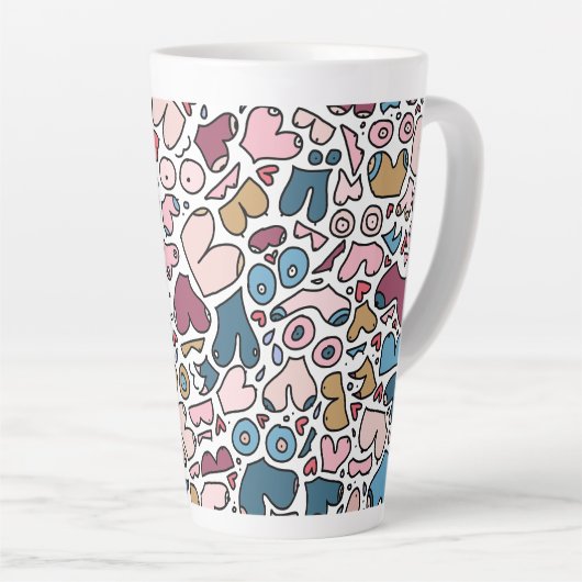 Naam neutraal borstpatroon latte mok (Rechterhoek)