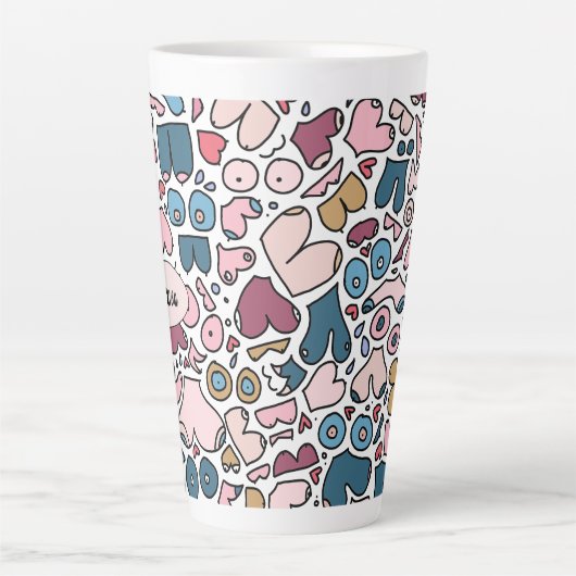 Naam neutraal borstpatroon latte mok (Voorkant)