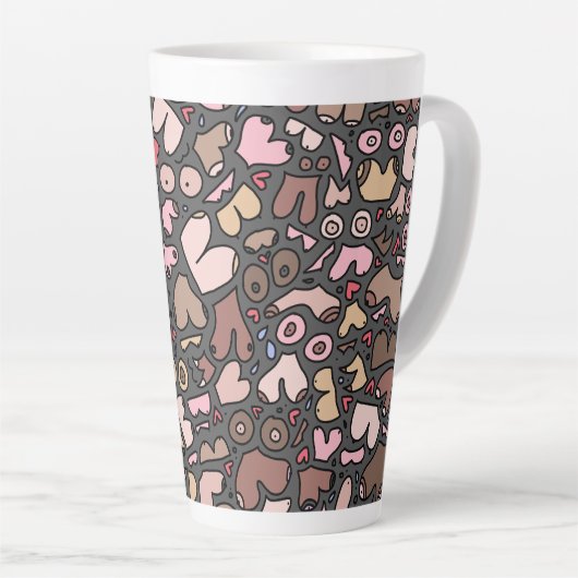 Naam neutraal borstpatroon latte mok (Rechterhoek)