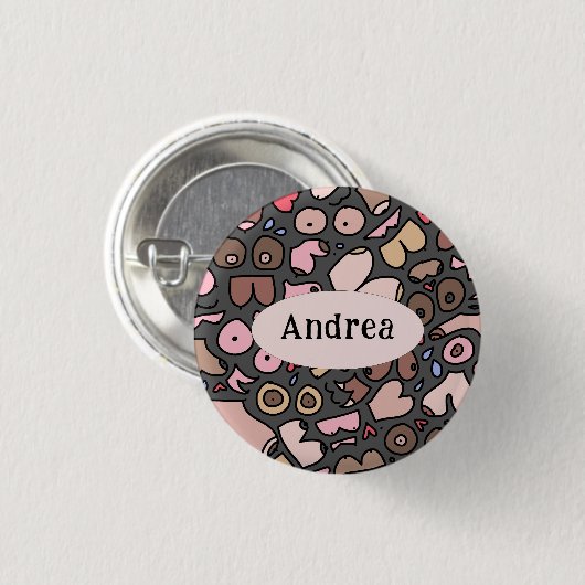 Naam neutraal borstpatroon ronde button 3,2 cm (Voorkant /achterkant)