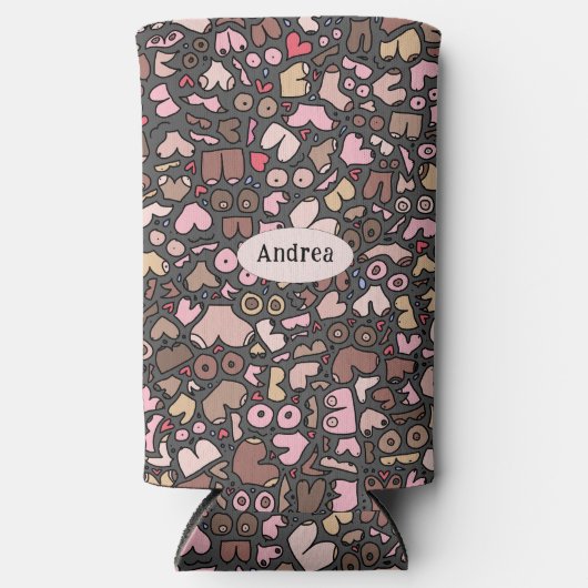 Naam neutraal borstpatroon seltzer blikjeskoeler (Voorkant)