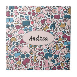 Naam neutraal borstpatroon tegeltje