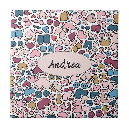 Naam neutraal borstpatroon tegeltje (Voorkant)