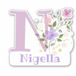 Naam Nigella & Initiaal met Floral Design Sticker