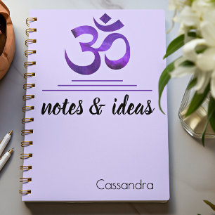 Naam, Notities & Ideeën Paarse OM Symbool Notitieb Notitieboek