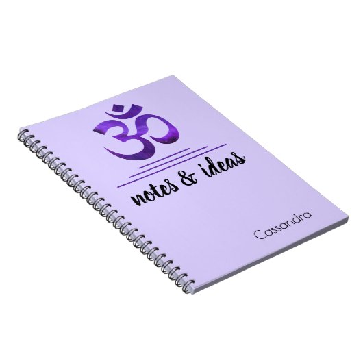 Naam, Notities & Ideeën Paarse OM Symbool Notitieb Notitieboek (Rechterzijde)