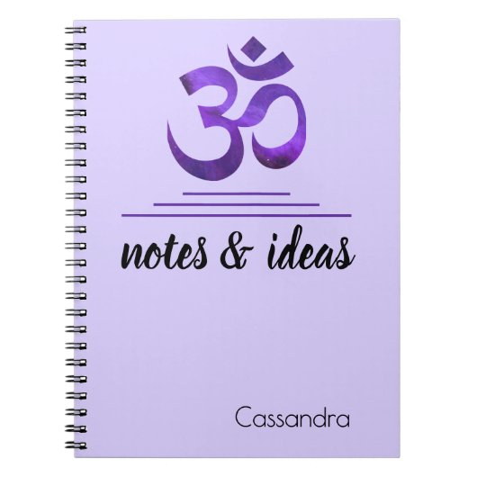Naam, Notities & Ideeën Paarse OM Symbool Notitieb Notitieboek (Voorkant)