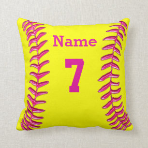 NAAM, NUMMER EN MONOGRAMMED Softball Pillow Kussen