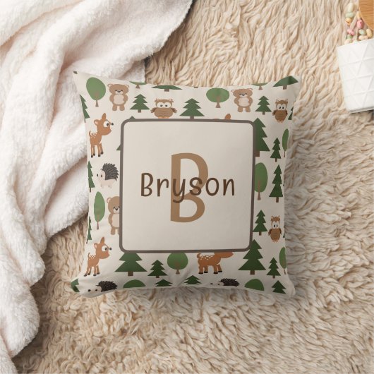 Naam Nursery Pillow met Woodland Theme Kussen (Deken)