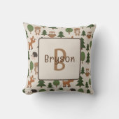 Naam Nursery Pillow met Woodland Theme Kussen (Voorkant)