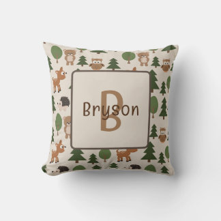 Naam Nursery Pillow met Woodland Theme Kussen