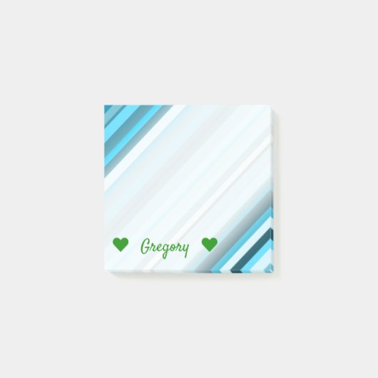 Naam + oceaangeïnspireerde blauwe/Blauwgroen/Aqua Post-it® Notes (Voorkant)