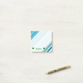 Naam + oceaangeïnspireerde blauwe/Blauwgroen/Aqua Post-it® Notes (Op bureau)