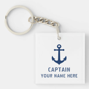 Naam of Boat Name Nautical  Anchor White Sleutelhanger