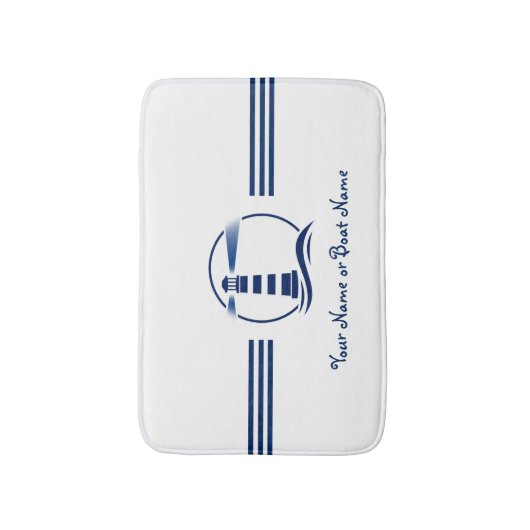 Naam of Boot Nautical Classic Vuurtoren Marine Badmat (Voorkant Verticaal)