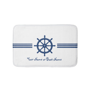 Naam of boot Nautical Ships Wheel Helm Navy Badmat