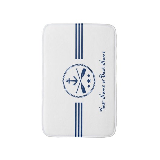 Naam of Boot Nautische Anker & Crossed Oars Marine Badmat (Voorkant Verticaal)