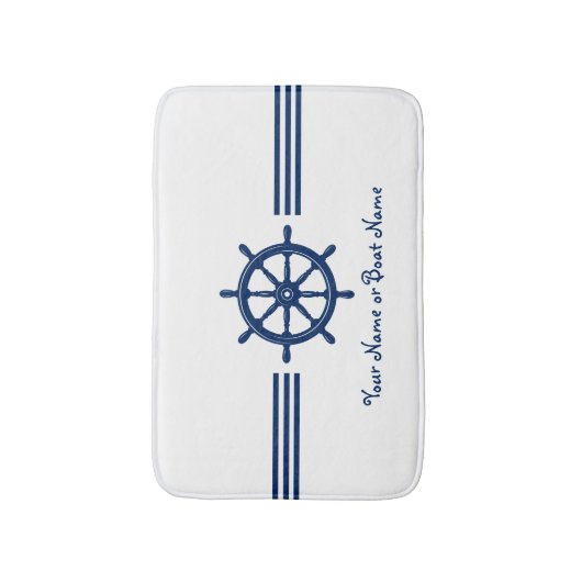 Naam of Boot Nautische Schepen Wiel Navy Badmat (Voorkant Verticaal)